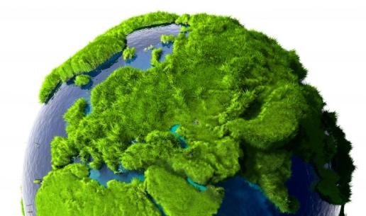 Czysta kula ziemska pokryta zielenią